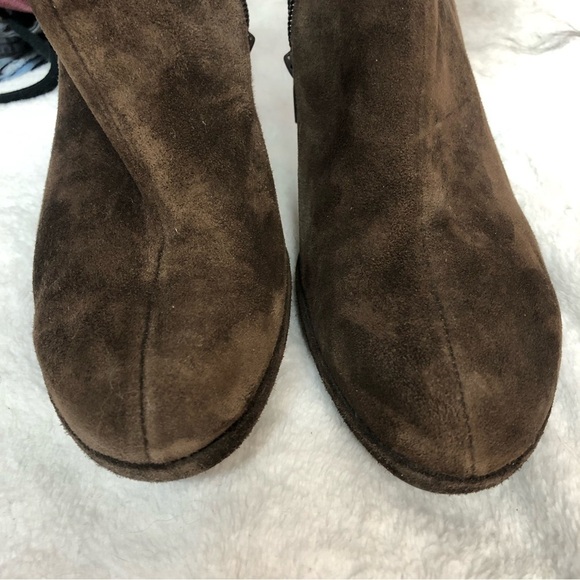 Belle Brown Suede Heeled Mid Calf Side Zip Boot Size 7 - Picture 5 of 16